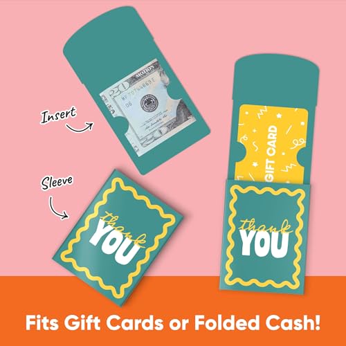 Big Dot of Happiness Teal Green and Yellow Wavy Thank You Gift Card Holders with Envelopes, Cash Money Holders and Gift Card Sleeves, Retro Stationery Nifty Gifty Pack - Set of 8 - color: Teal Green and Yellow