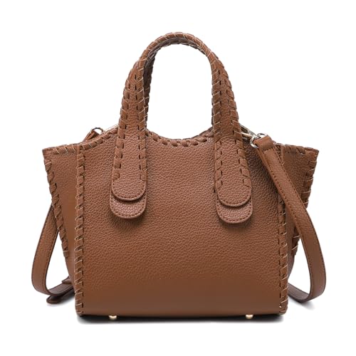 JEN & CO. Marla Whipstitch Satchel Bag, Crossbody Shoulder Purse for Women - color: Brown