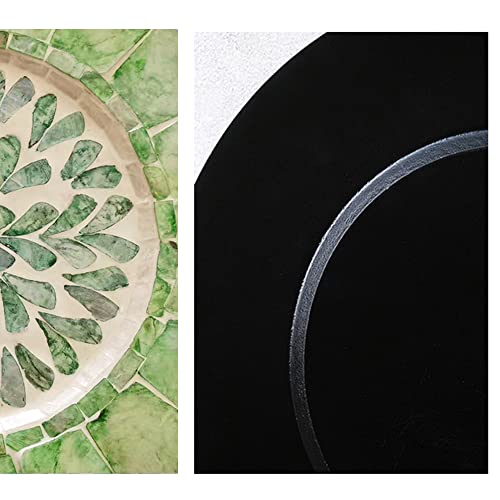 i-lan 2Pack 13" Mother of Pearl Decorative Charger Plates Display,Sea Shell Inlay Wood Charger Plates for Dining, Party,Diner Table Modern Decorative Placemats for Home Decor,Blue-green Leaf - style: Style 4