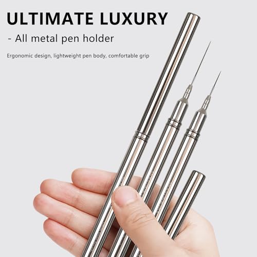 Metallic Nail Art Pen & Liner Brush Set, UV Gel Polish Painting Nail Design Tools for Crisp Long Lines, Tiny Details & Fine Drawing, Manicures Brushes for Women (Sizes 25mm) - color: Liner Brushes (25mm)