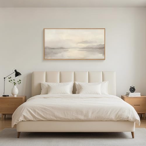 LHIUEM Large Abstract Neutral Beige Pastel Framed Canvas Wall Art,Modern Watercolor Lakes Wall Decor,Nature Mountain Minimalist Artwork for Living Room,Bedroom,Dining Room,Office-20 x40 x1 - color: Abstract Neutral Beige Pastel Wall Art, size: 40"L x 20"W