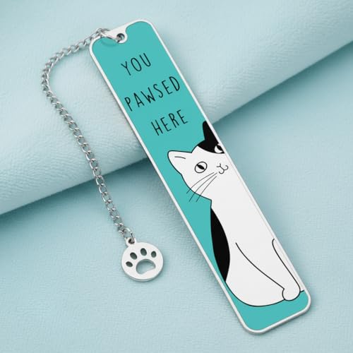 Cat Gifts for Women, Cute Cat Bookmarks for Bookish Girls, Back to School Gift Supplies, Birthday Graduation Gift for Cats Mom, Cats Themed Gift for Woman Men Boys, Reading Accessories for Book Lovers - color: Blue