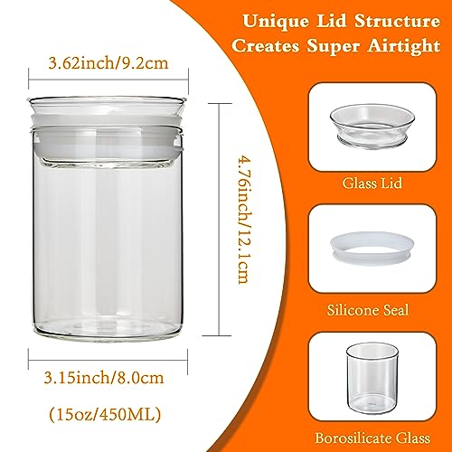 ZENS 15oz Airtight Glass Jars Set of 3, Small Food Container Spice Jars - size: 4-15oz 3Pack