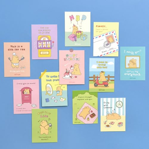 Monolike Day-by-day Card, Storytown Momo - Mix 36 Mini Single cards, 36 envelopes, 36 stickers Package - color: Storytown Momo