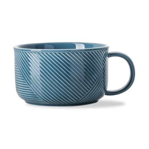 Ceramic Soup Bowl with Handle, 38 oz Microwave Safe, Sky Blue - color: Sky Blue