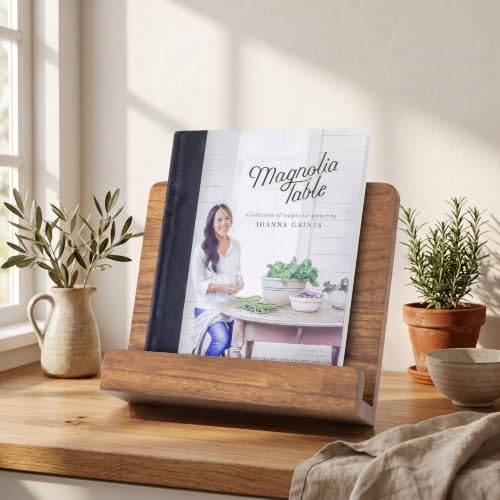 Beautiful Cookbook Stand for Your Kitchen Counter - Solid Wood, Fits iPad