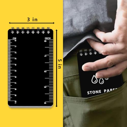 Waterproof Top Spiral Notepads 3" x 5", Universal Grid, Black - color: Black, size: Small
