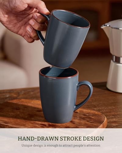 famiware Venus Coffee Mugs Set of 6, 13 oz Ceramic Stoneware Mug Cup Set - color: Charcoal, size: 6pcs