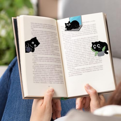 10 Pcs Cute Magnetic Bookmarks for Women, Black Cat Lover Gifts - color: Black Cat