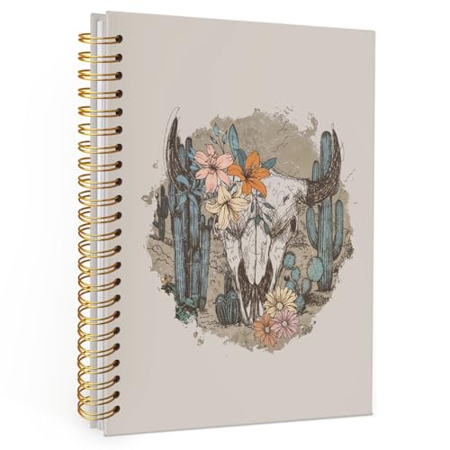 Wheatwin Western Spiral Notebook, Western Gifts for Women, Cowgirl Western Office School Supplies Journal, 5.5x8.3 Inch - color: Western cow skull - 2