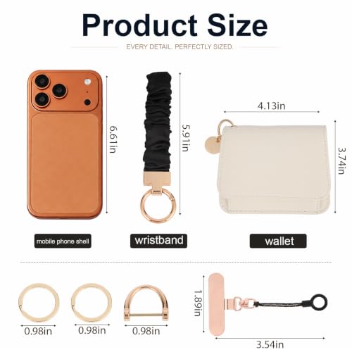 Scrunchie Wristlet Keychain Gift Set for Women with Small RFID Wallet Keychain, Stretchy Key chain with Phone Tether Tab - color: Space Black