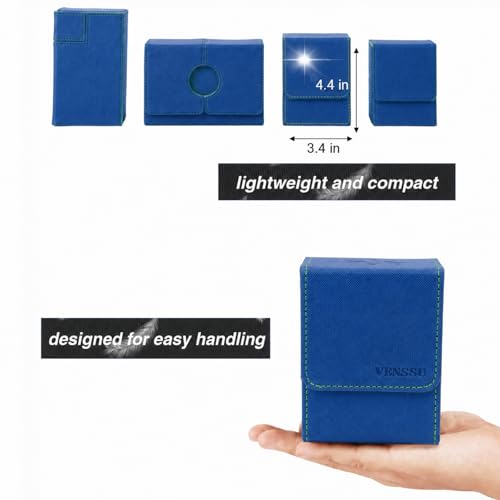 Venssu MTG Deck Box with Commander Display Window (Blue&Green, 1 window) - color: Blue and Green