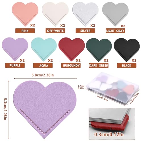 18 Pcs Leather Heart Bookmarks, Cute Corner Bookmarks for Women - size: 18 Pcs (Leather Heart)
