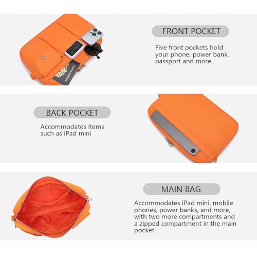 Pencil Holder Storage Bag for Women, Large Capacity Zippered Pencil Case with Multiple Pockets, Nylon Canvas Stationery Organizer for Office, Travel & Daily Use (Nylon,Orange Red) - color: Orange Red/Nylon