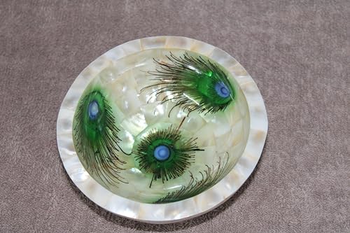 Wonderlist Handicrafts Mother of Pearl Decorative Centerpiece Bowl for Home Decor Key/Ring Fruit Dish Salad Bowl for Desserts/Pasta/Dinner 5 Inch Bowl House Warming Gift