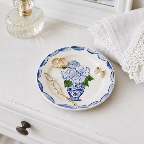 Mud Pie Ceramic Hydrangea Tidbit Plate - color: Blue