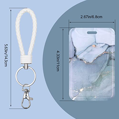 ID Card Badge Holder Key Chain with Metal Keyring, Plastic Slide Open with ID Window for Women Men Girls Students,Gray - color: Gray Marble