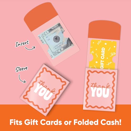 Big Dot of Happiness Pink and Orange Wavy Thank You Gift Card Holders with Envelopes, Cash Money Holders and Gift Card Sleeves, Retro Stationery Nifty Gifty Pack - Set of 8 - color: Pink and Orange