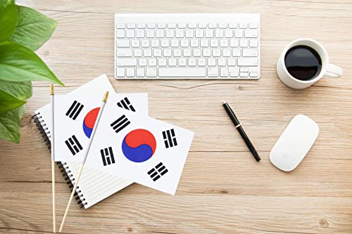 25Pack Small South Korea Flags Handheld Mini Korean Stick Flags 5x8 Inch - color: South Korea