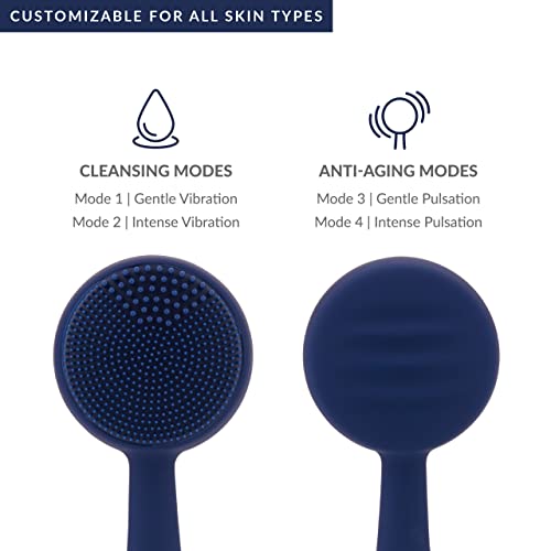 PMD Beauty Clean Facial Cleansing Brush – Waterproof Silicone Face Cleanser with Sonic Technology - color: Navy With Remove Cleansing Balm