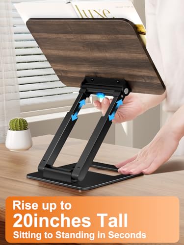 Tounee Telescopic Book Holder - Adjustable Height Cookbook Stand with Elastic Page Clips (Black) - color: Black