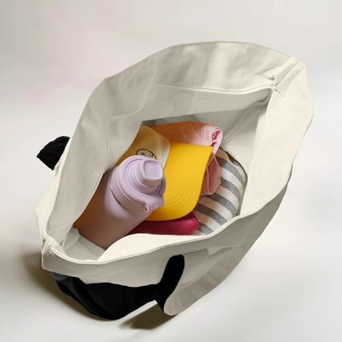 22" Heavy Duty Cotton Canvas Tote Bag (Zippered) - color: Black