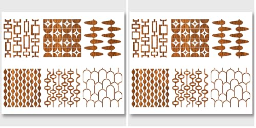 NBEADS 6 Pcs 6 Styles Retro Tile Stencils, 11.8×11.8 Inch Mid Century Modern Painting Stencil Tempalte DIY Art Craft Painting Wall Stencils for Painting on Wood Canvas Paper Furniture Wall (Pack of 2) - size: 11.8x11.8" (Pack of 2)