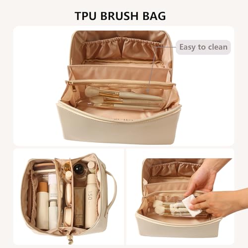 Omeily Travel Makeup & Toiletry Bag for Women Cosmetic Bag Makeup Organizer - color: C-Brown