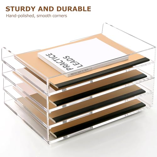 2 Pack-Stackable Paper Letter Tray Enlarged A4 File Desk Organizer Acrylic - style: Enlarged 2 Tier Trays