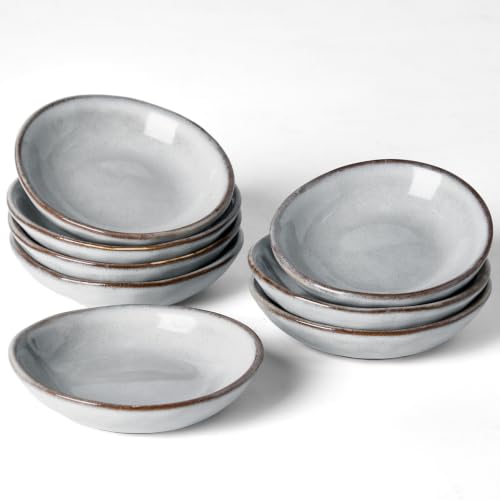 famiware Ceramic Soy Sauce Dish, 2.1oz Dipping Bowl Set of 8, Gray - color: Gray, size: 8pcs