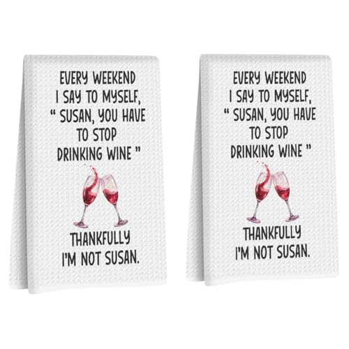 Lovdazzles 2 Pcs Funny Wine Kitchen Towels Decorative Tea Towel - color: Multi 1602