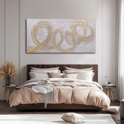 Large Canvas Wall Art for Living Room Framed Modern Abstract Art Wall Decor Gold Line Canvas Prints for Office Home Hotel 29x58 Inch Ready to Hang - color: Golden Circle, size: 58"L x 29"W