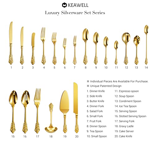 KEAWELL Luxurious 6-Piece 5.1-Inch Espresso Spoon Set (Gold) - color: Gold
