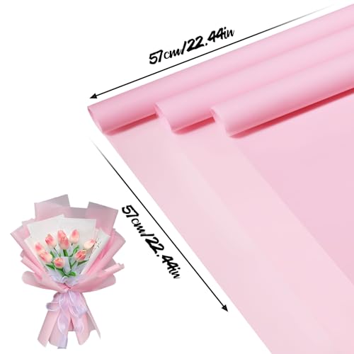 CCIJESW 20 Sheets Flower Bouquet Wrapping Paper Pure Pink - color: 003-Slightly Transparent Pink