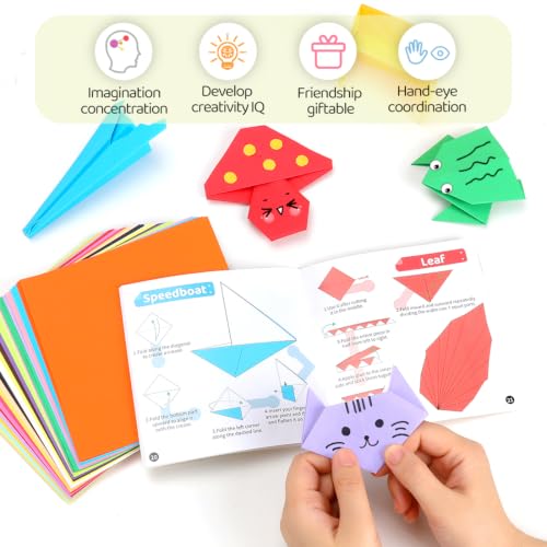 IOOLEEM Origami Paper Kit, 220 Sheets 20 Colors, Double Sided Colored Blank Folding Paper Set with Step-by-Step Instructions, Origami Kit for Art & Craft Supplies - size: 220pcs