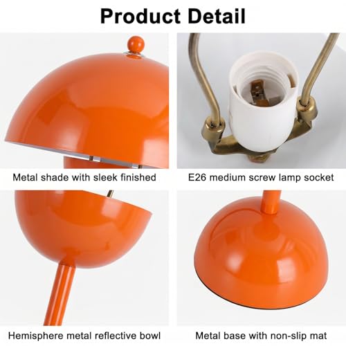 Creative Mid-Century Modern Bud Table Lamp for Home&Office, Pastel Orange - color: Pastel Orange