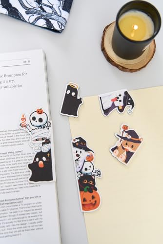5pcs/Set Cute Magnetic Bookmark, Funny Peeping Ghost Book Marker Clip for Teachers, Students, Book Lovers Gifts, Printing on 2 Side (Ghost) - color: Ghost