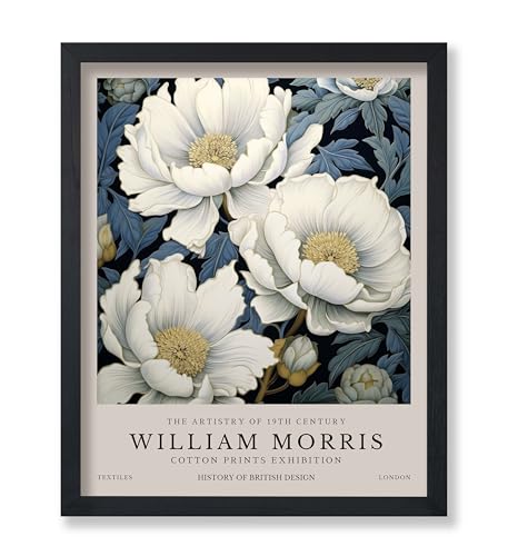 Poster Master William Morris Poster - Peonies Print - White Flower Art - Textile Art - Floral Artwork - Aesthetic Wall Print - Living Room or Office Decor - 8x10 UNFRAMED Wall Print - color: Style-05, size: 8"L x 10"W
