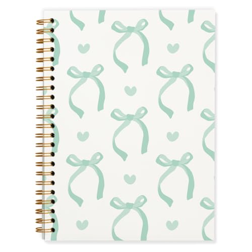QUICQOD Cutet Green Bow Preppy Notebook Journal for Women 5.5x8.3 Inch - color: Green1