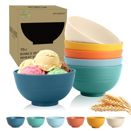 Wheat Straw Bowls, Unbreakable Small Bowls Set of 6, 10 OZ Mini Dessert Bowls for Ice Cream, Snack, Yogurt and Fruits, Microwave & Dishwasher Safe Small Bowl, Multi - color: Multicolor, size: 10 OZ