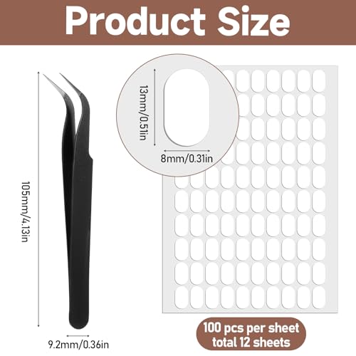 1200 Pcs Double Sided Adhesive Nail Tapes False Tip Sticky Tabs for Press on Pre-Cut Nails Display Strips with Tweezer for Nail Art Stand Practice Holder Color Chart Book