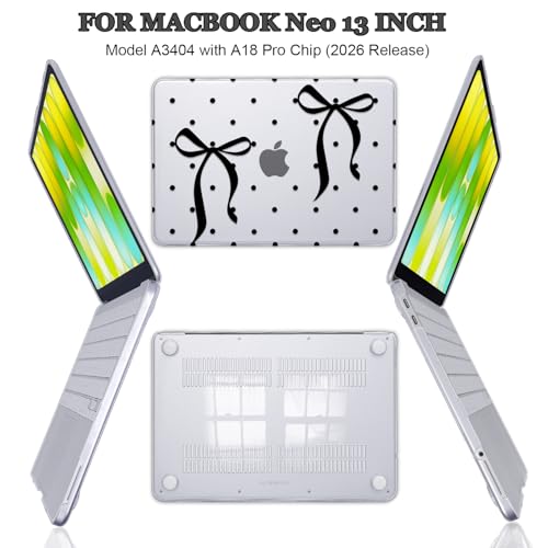 Ultra-Light Bow & Polka Dot Case for 2026 MacBook Neo 13 Inch A3404 - color: Bow & Polka Dots