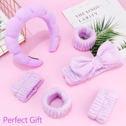 Chanaco Makeup, Skincare & Face Wash Headband, Wrist Towels, Spa Headband, Teen Girl Gifts, Hair Accessories for Women & Girls - color: Purple