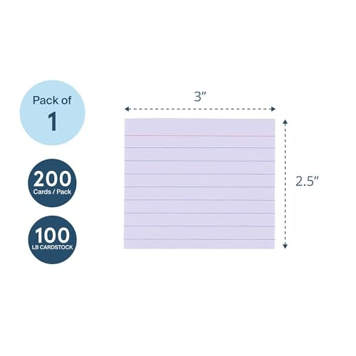 Roaring Spring Mini Index Cards 3"x2.5", 200 Count, 100# White Single Sided Ruled Paper, In Convent Tray Holder, Blank on Back (Pack of 1) - color: White, size: 3"x2.5" (Pack of 1), style: 200 Count (1 Pack)