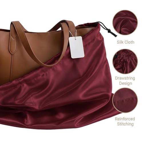 Q&J Fabric Co. 4 Pack Satin Dust Bag 15.7x19.7 inch + 19.7x23.6 inch Burgundy 100% Polyester Silk Bag Purse Dust Bag Shoe Bags for Closet Purse Protector Bag Dust Covers for Purses - color: Burgundy, size: 15.7"x19.7"+19.7"x23.6"