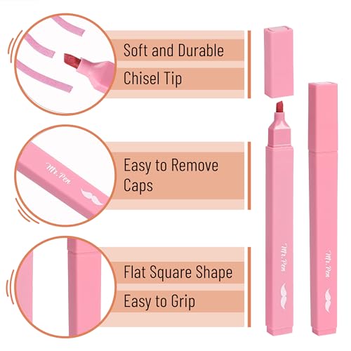 Mr. Pen- Aesthetic Highlighters No Bleed, 8 Pack, Assorted Colors | Chisel Tip, Cute Highlighters Assorted Colors for Journaling, Highlighting, Underlining, Fast Dry, Back to School Supplies - color: Pastel Colors, size: 8 Pack