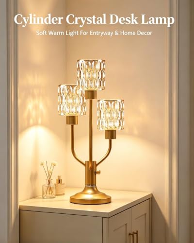 Lightdot Mid Century Modern Table Lamp Glod Glass Dimmable 3 Bulbs Included - color: 19-Gold-Amber-Cylinder