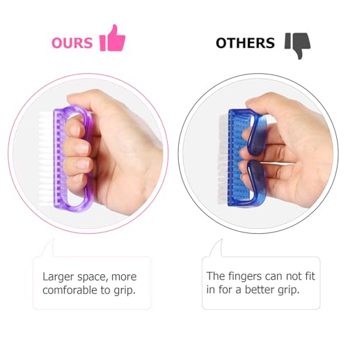 Larbois Handle Grip Nail Brush, Hand Fingernail Brush Cleaner Scrubbing Kit Pedicure for Toes and Nails Men Women (4 Pack) - color: Color-4