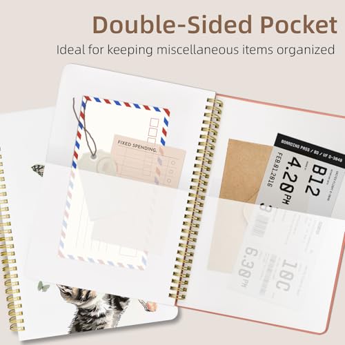 Cute Spiral Notebook Lined Journal B5 Note Book with Pocket, Cat - color: Cat Butterfly