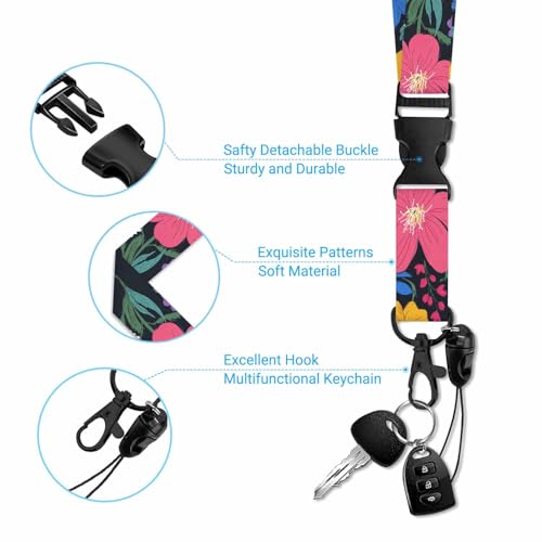 Blooming Bright Flower Badge Holder with Retractable Badge Reel Carabiner Clip ID Badge Holder for Workers Events Schools - color: Blooming Bright Flower